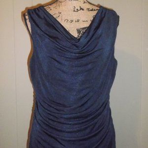 Women's Navy Blue Shimmer Dropneck Top